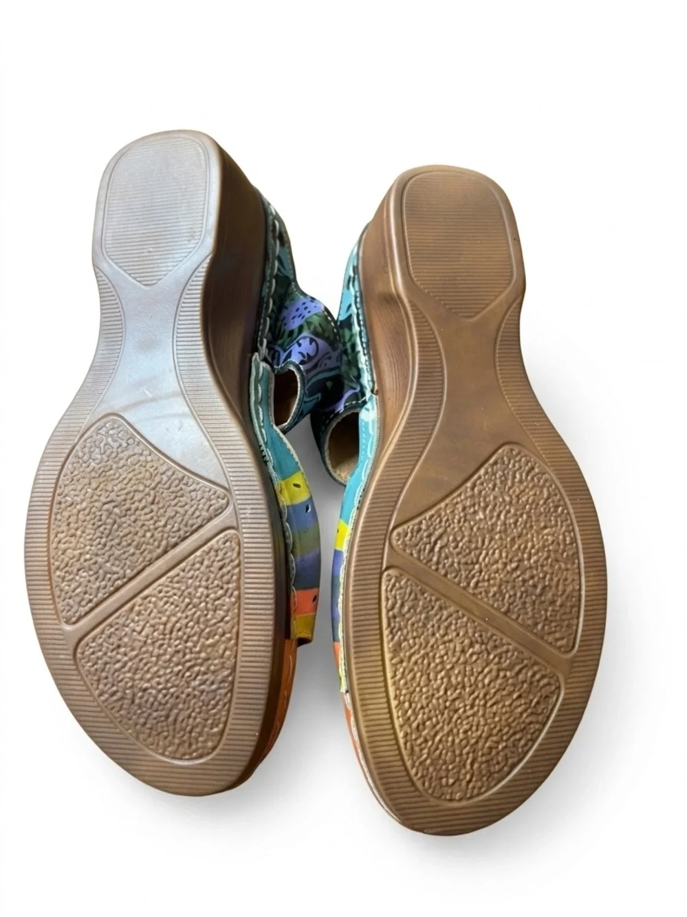 Women’s Bohemian Floral Wedge Sandals |Colorful Open Toe Slip-On Platform Slides
